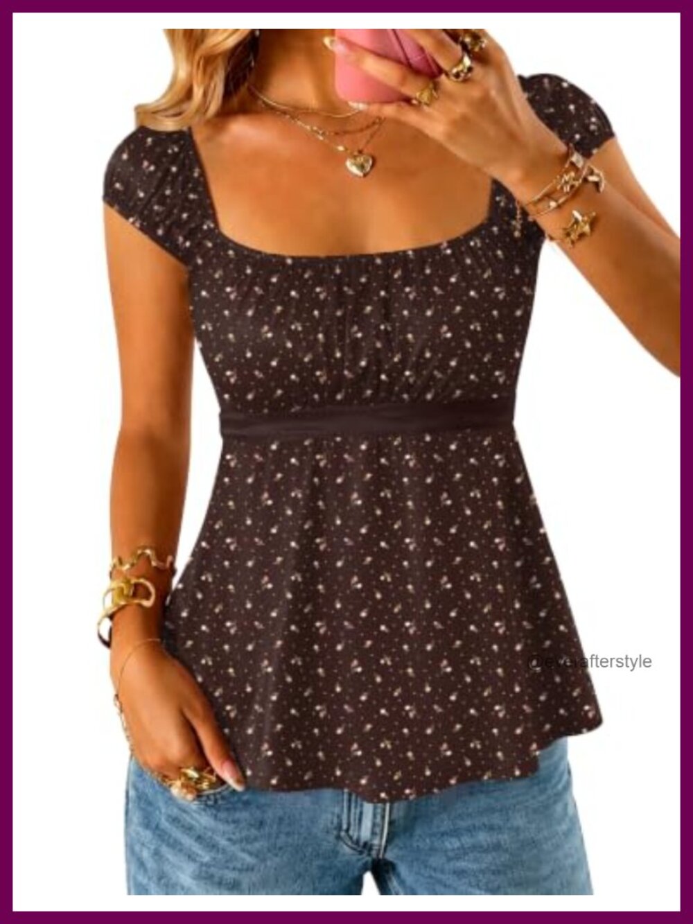 Women's Babydoll Peplum Tank Top Square Neck Short Sleeve Y2K